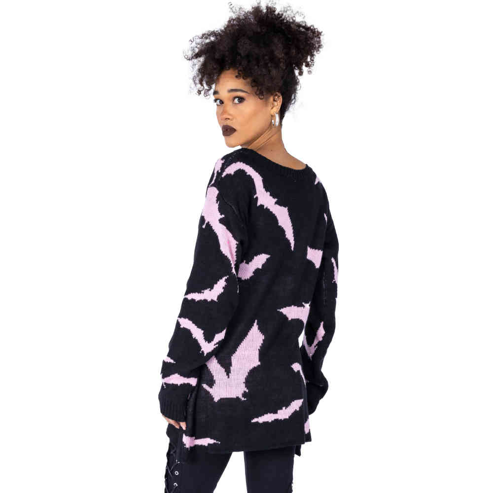 Heartless - Rulehe Night Strick pullover - Schwarz/Rosa